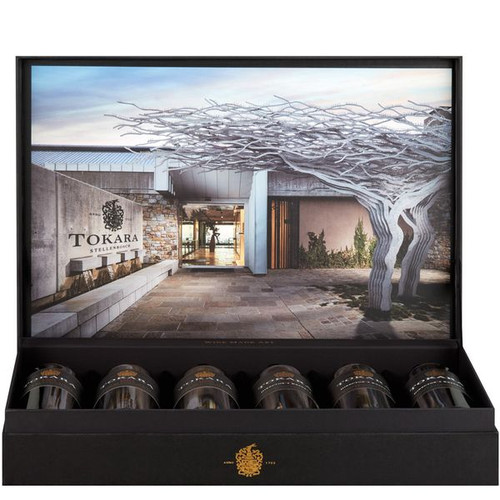 Tokara Director’s Reserve Red Vertical Pack six-bottle case of Stellenbosch red blend, elegantly presented for collectors