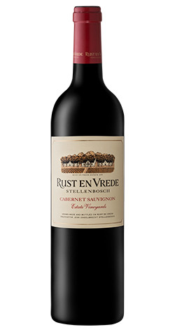 Bottle of Rust En Vrede Estate Vineyards Cabernet Sauvignon wine from South Africa