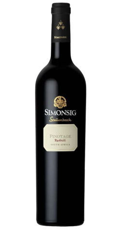 Simonsig 'Redhill' Pinotage 2021 Stellenbosch red wine label close-up
