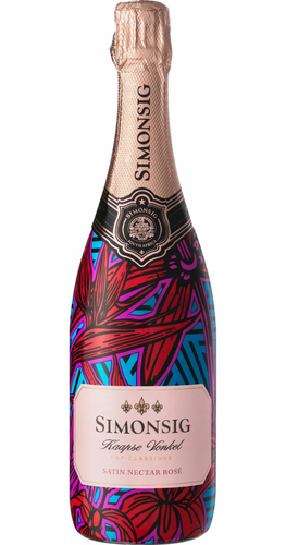 Simonsig Wine Estate Kaapse Vonkel Brut Satin Nectar Rosé 2023 sparkling Pinot Noir from Stellenbosch, South Africa 750ml bottle