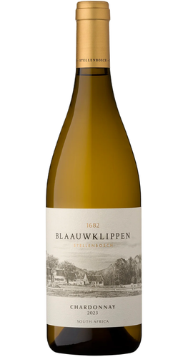 Blaauwklippen Chardonnay 2024 bottle, Stellenbosch - 750ml white wine with a cream and gold label.