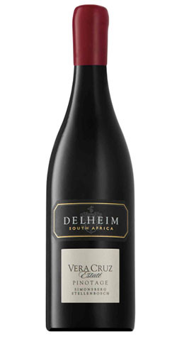 Front label of Delheim Vera Cruz Pinotage 2019 from South Africa