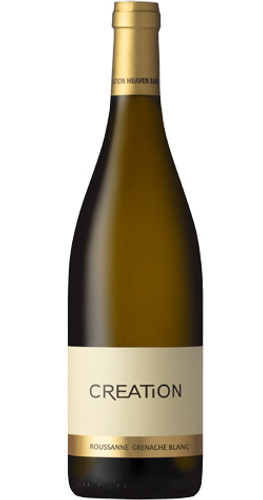 Bottle of Creation 'Roussanne, Grenache Blanc' Blend, Cape South Coast wine with tropical and floral flavors.