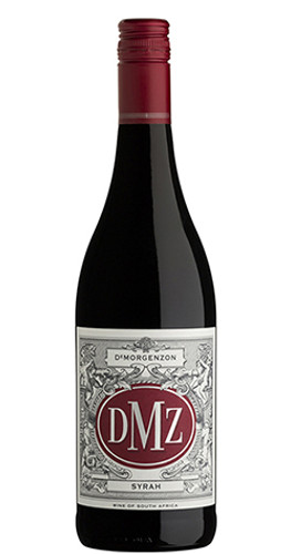 Bottle of De Morgenzon DMZ Syrah, Stellenbosch 2018 red wine with dark fruit and spice flavors.