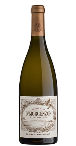 Bottle of De Morgenzon Reserve Chardonnay, Stellenbosch 2019 white wine with citrus and oak flavors.