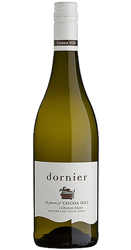 Bottle of Dornier 'Cocoa Hill' Chenin Blanc, Stellenbosch 2022 white wine with fresh citrus flavors.