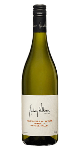 Bottle of Audrey Wilkinson Winemakers Selection Semillon 2021 white wine with lemon notes.