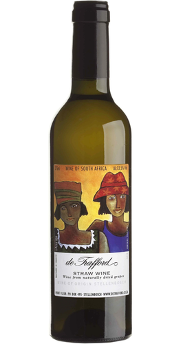 Bottle of De Trafford Straw Wine, Stellenbosch 2021 dessert wine with rich honey and apricot flavors.