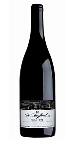 Bottle of De Trafford Syrah 393, Stellenbosch 2020 red wine with dark fruit and spice.