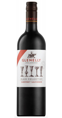 Bottle of Glenelly 'Glass Collection' Cabernet Sauvignon, Stellenbosch 2021 wine with blackberry and oak.