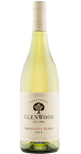 Bottle of GlenWood Sauvignon Blanc, Franschhoek 2023 white wine with tropical and citrus notes.