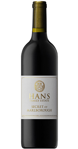 Bottle of Hans Herzog Hans Family Estate 'Secret of Marlborough' Montepulciano, Marlborough 2018 red wine with dark fruit and spice.