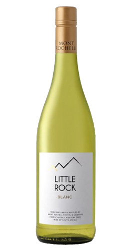 Bottle of Mont Rochelle Little Rock Blanc, Franschhoek 2023 white wine with tropical and citrus notes.