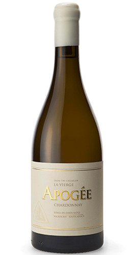 Bottle of La Vierge 'Apogee' Chardonnay, Hemel-en-Aarde 2019 white wine with citrus and oak.