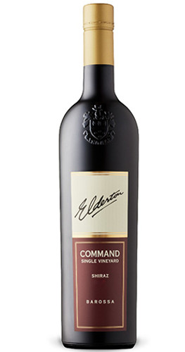 Bottle of Elderton 'Command Single Vineyard' Shiraz, Barossa 2017 red wine with dark fruit and pepper.