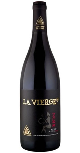 Bottle of La Vierge 'Noir' Pinot Noir, Hemel-en-Aarde 2017 red wine with red fruit and spice.