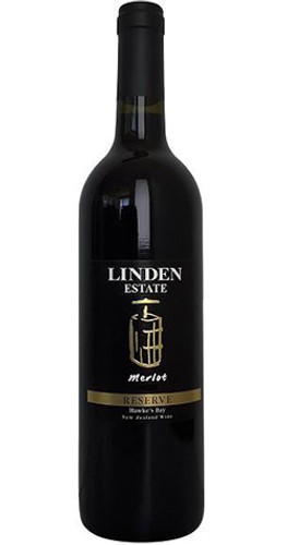 Bottle of Linden Estate 'Reserve' Merlot, Hawke's Bay 2016 red wine with plum and oak notes.