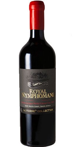 Bottle of La Vierge Wines 'Royal Nymphomane' Red Blend, Walker Bay 2019 red wine with dark fruit and spice.