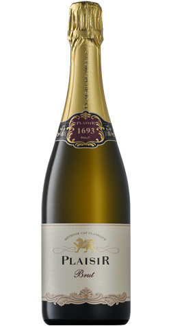 Bottle of Plaisir 'Brut Cap Classique', Western Cape NV sparkling wine with citrus and brioche.