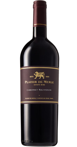 Bottle of Plaisir Cabernet Sauvignon, Simonsberg Paarl 2019 red wine with blackberry and oak.