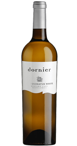 Bottle of Dornier Donatus White, Western Cape 2018 wine with tropical and citrus notes.