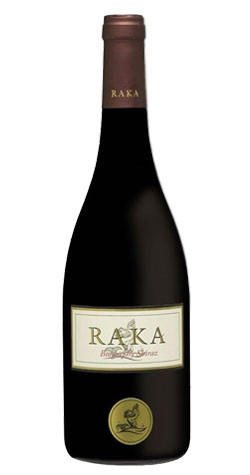 Bottle of RAKA Biography Shiraz, Klein River 2019 red wine with dark fruit and pepper.