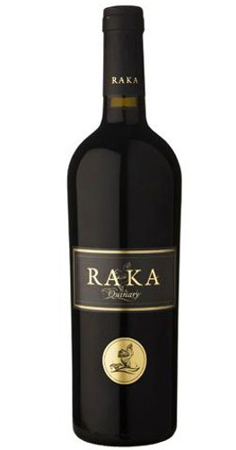 Bottle of RAKA Quinary (Bordeaux-style), Klein River 2020 wine with dark fruit and spice.