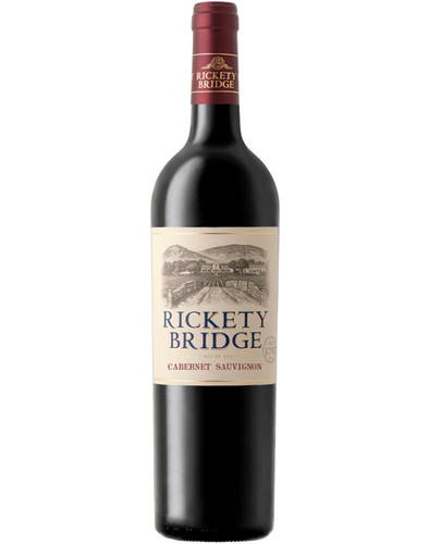 Bottle of Rickety Bridge 'The Bridge' Cabernet Sauvignon, Franschhoek 2020 red wine with blackberry and oak.