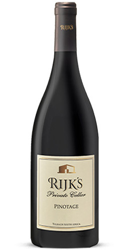 Bottle of Rijk's Cellar Private Cellar Pinotage, Tulbagh 2020 red wine with dark fruit and spice.