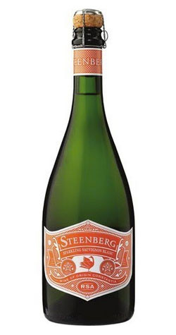 Bottle of Steenberg Sparkling Sauvignon Blanc, Constantia NV sparkling wine with tropical and citrus notes.