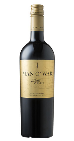 Bottle of Man O War 'Tytti Kulta' Red, Waiheke Island 2018 wine with dark fruit and spice.