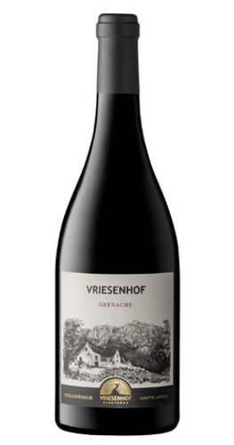 Bottle of Vriesenhof Grenache, Piekenierskloof 2018 red wine with red fruit and spice.