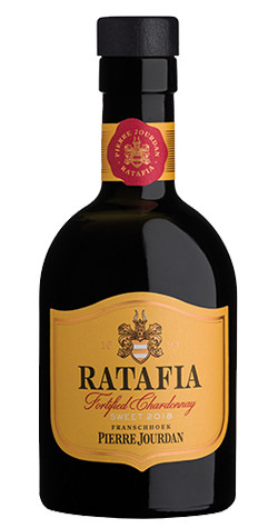 Bottle of Pierre Jourdan Ratafia Dessert Wine, Franschhoek NV with rich honey and apricot flavors.