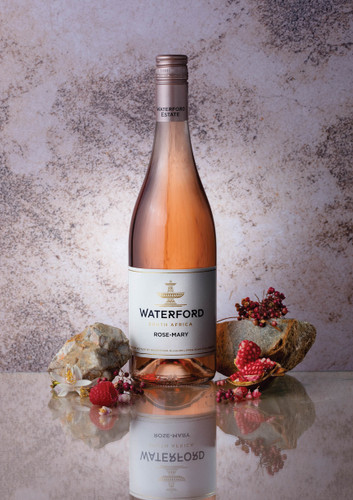 Bottle of Waterford 'Rose Mary', Stellenbosch 2023 wine with fresh berry and floral notes.