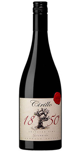 Bottle of Cirillo '1850 Grenache' Grenache, Barossa Valley wine with red fruit and floral notes.