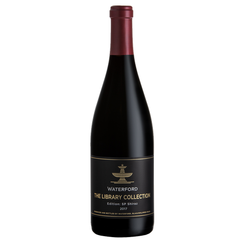 Bottle of Waterford Estate 'The Library Collection SP Shiraz', Stellenbosch 2017 red wine with dark fruit and spice.