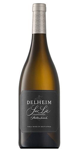 Bottle of Delheim 'Sur Lie' Chardonnay, Stellenbosch 2022 white wine with citrus and floral flavors.