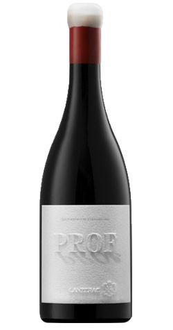Bottle of Lanzerac 'Prof' Cinsault / Pinot Noir, Stellenbosch 2022 red wine with dark fruit and floral notes.