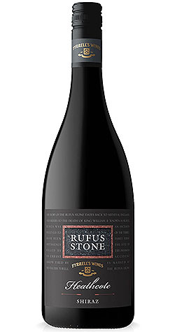 Bottle of Tyrrell's Wines 'Rufus Stone Heathcote' Shiraz, Victoria 2018 red wine with dark fruit and spice.