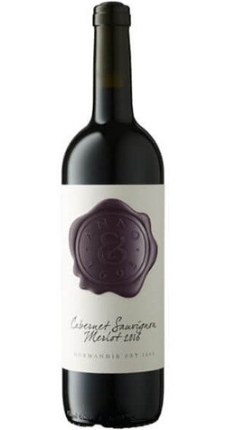 Bottle of Normandie Est. 1693 'ANNO 1693' Cabernet Sauvignon, Franschhoek 2016 red wine with dark fruit and spice.