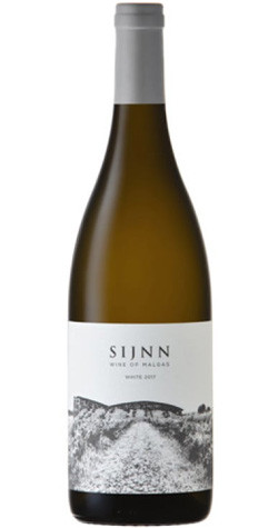 Bottle of Sijnn Wines White Blend, Malgas 2018 wine with tropical and citrus flavors.