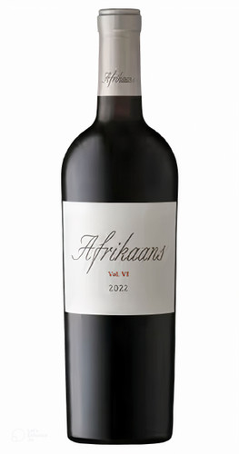Bottle of Afrikaans Vol. V Red Blend, Stellenbosch 2022 wine with dark fruit and spice.