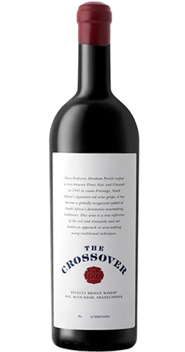 Bottle of Rickety Bridge 'The Crossover Pinotage' Pinotage, Franschhoek 2020 red wine with dark fruit and spice.