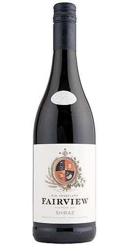 Bottle of Fairview Shiraz, Coastal 2021 red wine with dark fruit and spice.