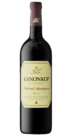 Bottle of Kanonkop Cabernet Sauvignon, Stellenbosch 2018 red wine with blackberry and oak.
