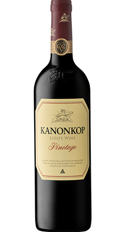 Bottle of Kanonkop Pinotage, Simonsberg-Stellenbosch 2022 red wine with dark fruit and spice.