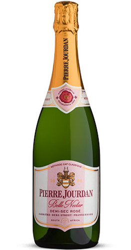 Bottle of Pierre Jourdan 'Belle Nectar CC' Pinot Noir, Western Cape 2022 sparkling wine with red fruit and brioche.
