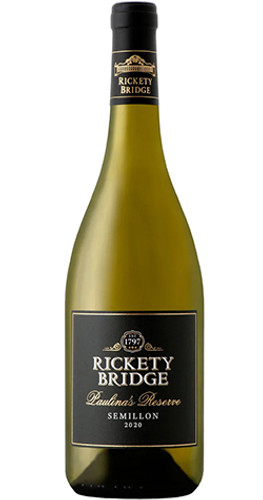 Bottle of Rickety Bridge 'Paulina's Reserve Semillon' Sémillon, Franschhoek 2022 white wine with tropical and citrus notes.