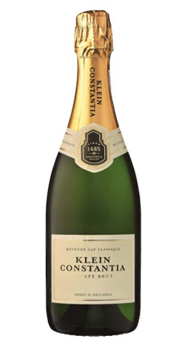 Bottle of Klein Constantia MCC Estate Brut, Constantia 2020 sparkling wine with citrus and brioche.