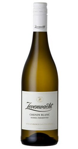 A bottle of 2024 Zevenwacht Chenin Blanc, from the Stellenbosch region in South Africa, with fruit, flowers and oak spice.